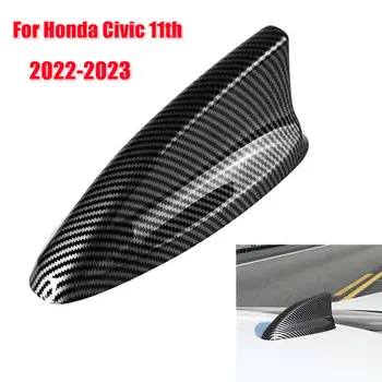 Para Honda Civic 11 2022-2023 Carro Topo do Telhado, Montagem de Barbatana de Tubarão Antena Antena Toppers Adesivo Tampa do Auto de Fibra de Carbono Look Preto