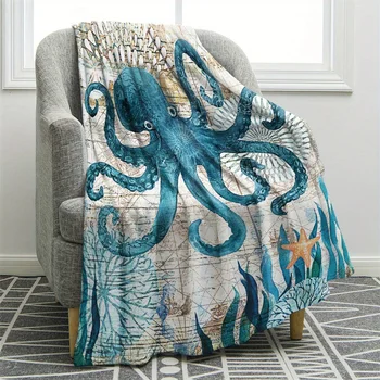 1pc Vintage Mar da Vida Cobertor de Impressão Digital aconchegado Jogar Manta Para Sofá-Quarto Cadeira de Escritório Sofá Cobertor
