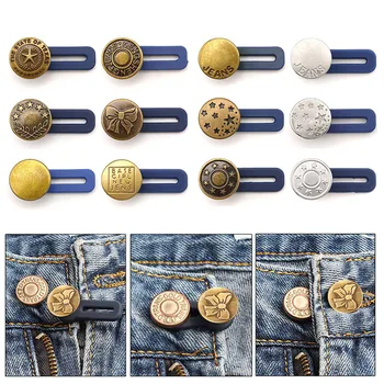 5PCS Botão de Metal Extender Para Calças Jeans Livre de Costura Ajustável Retrátil Cintura Extensores Botão na Cintura Expansor