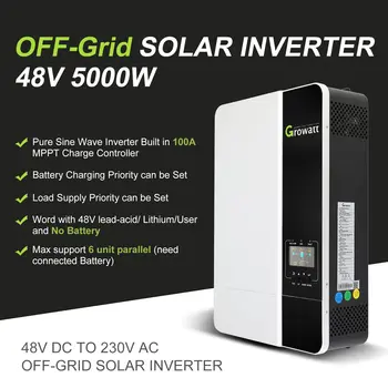 O 5KW Híbrido Solar, Inversor de 48V 230V MPPT 100º-a Pura da Onda de Seno Inversor Pode Trabalhar Sem Suporte de Bateria wi-Fi Novo