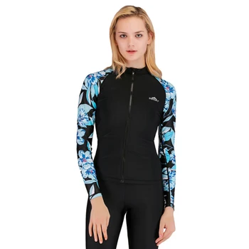 2023 Nova Moda feminina Impresso Dividir Swimwear de Manga Longa de Proteção solar de Surf de Água Superior Esportes Mergulho, Vela, Natação Topo