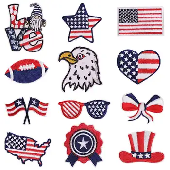 Bandeira americana tema Patches Bordados de Ferro no Patch Costurar em Patches Applique para o Vestuário, Jaquetas, Chapéus e Mochilas Jeans