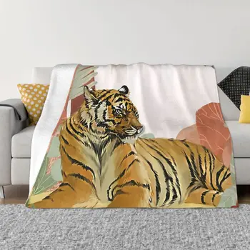 A decoração da casa do Sofá de pelúcia cobertores tigre padrão de impressão Colcha de anime macio macio cobertores grosso cobertor para o inverno