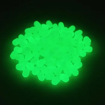100pcs Plástico Macio, Brilho Fluorescente Verde, Branco Cilíndrica Luminoso de Pesca de Pérolas