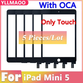 5 PCS Novos TouchScreen do iPad Mini 5 MINI5 A2126 A2124 A2133 A2125 Vidro Touch Screen Digitador do Painel de Acessórios Com a OCA