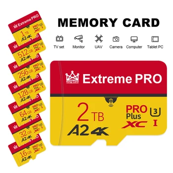 Extrema Cartão Micro SD Cartão de Memória de 64 GB, 128 GB de 256GB 4K Class10 MicroSD U3 A2 V10 memória Flash de Alta Velocidade Cartões TF C10 para xiaomi Telefone