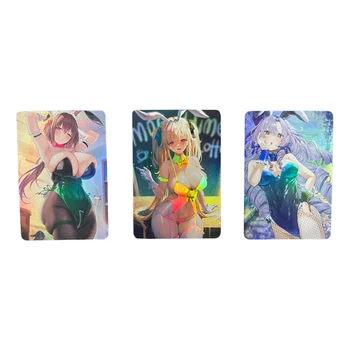 59*86mm 3Pcs/set Anime Meninas de Refração da Cor do Flash do Cartão de trajes de Banho da Série Diy de Presente Brinquedos Jogo de Anime Coleção de Cartões