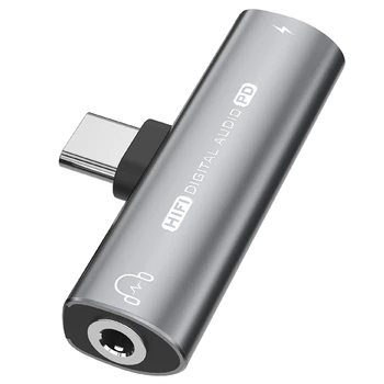 2em1 USB Tipo-C-USB C/Fone de ouvido 3,5 Milímetros Adaptador de Fone de ouvido DAC (Conversor de Áudio de 32 bits/384Khz Decodificador Digital PD27W