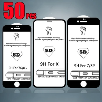 50pcs 5D Vidro Moderado Curvado Completa Cobertura Filme Protetor Protetor de Tela Para o iPhone 14 Pro Max 13 Mini 12 11 XR XS X 8 7 6 Além de SE