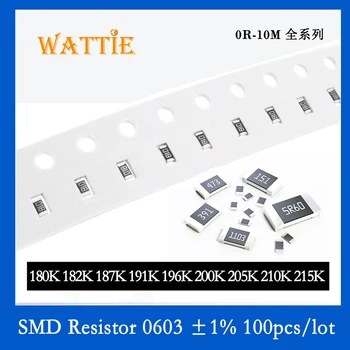 Resistor SMD 0603 1% 180K 182 K 187K 191K 196K 200K 205K 210K 215K 100PCS/monte chip resistores de 1/10W 1,6 mm*0,8 mm