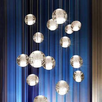 Personalizada Projeto Grande Hotel Villa Decoração de Cristal Longos Escada Lustre de Alto Luxo de Ceilling LED Pendurado luminária