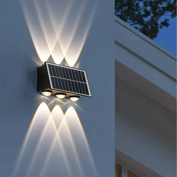 LED Solar, Lâmpada de Parede 4W 6W 8W Três Tipos de Bateria de Lítio de 3,7 V 1800mA IP65 Impermeável ao ar livre Lâmpadas de Parede Exterior de Iluminação