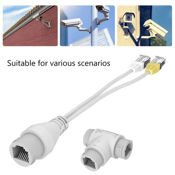 POE Ethernet Adaptador de Cabo de Três vias RJ45 2-em-1 Conector de Alimentação de Dupla IPC Plug and Play Suporta 4/8-core para a Câmera do IP de Instalar