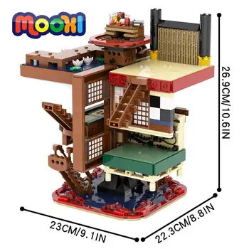 MOOXI Demônio Anime Infinity Torcida Castelo Modelo de Construção de Bloco de Tijolo Educacional de Crianças Brinquedos Para as Crianças Montam as Peças MOC1212