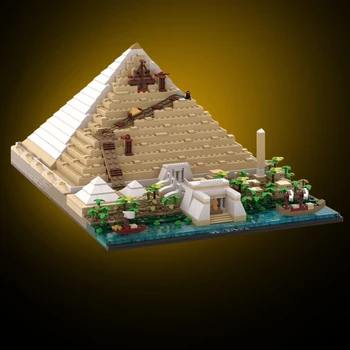 MOC Famosa Arquitetura 21058 - a Construção da Grande Pirâmide conjunto de blocos de Construção Mitologia Egípcia Marco de referência de Educação de Tijolos de Brinquedo