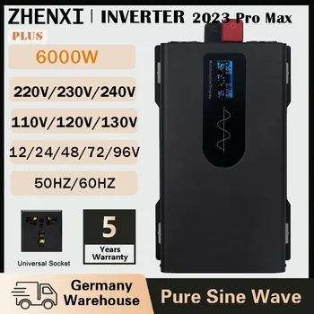 ZHENXI 6000W 5000W Pura da Onda de Seno Inversor DC 12/24/48/72V Para CA 110/120/220/240V Portátil Transformador com Tomada Universal