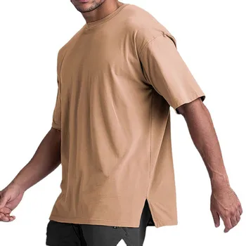 Novo Sólido de Manga Curta T-shirt Solta Homens Executando o Esporte Camisa de Algodão Masculino Ginásio de Treinamento de Tees Tops de Verão Crossfit Roupas
