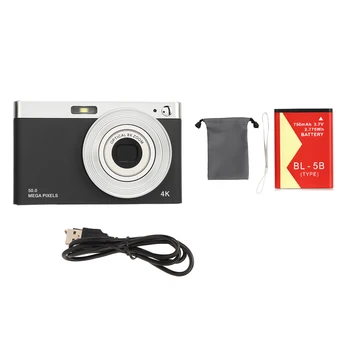 Adolescentes Pequena Câmera Digital Portátil, Câmera de Vídeo 4K de Saída 2.88 Polegadas HD IPS Tela 16X de Zoom, Luz de Preenchimento com Correia para Viagens