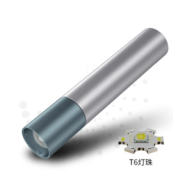 Mini Tocha Telescópica com Zoom Forte Luz T6 Lâmpada de Contas Saída USB de Carregamento Led Portátil Pequena Lanterna
