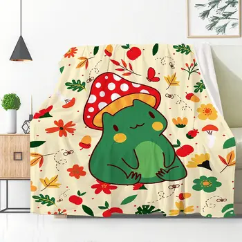 Cogumelo Sapo Jogar Cobertor, desenhos animados Sapo Cobertor de Plush para o Bebê Meninas Meninos Presentes, Ultral Leve Macio, Aconchegante Floresta