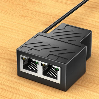 Adaptador Ethernet Dupla RJ45 Conector de Extensão de Rede 10/100Mbps Divisor de Cabo Ethernet, fêmea-Fêmea