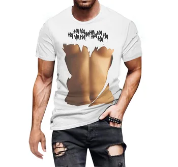 2023 verão em 3D, T-shirt digital impressa homens de verão do padrão muscular casual manga curta top T-shirts