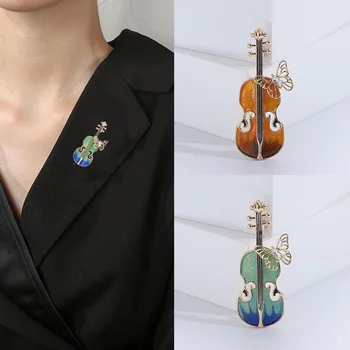 1PC Moda Esmaltado Parte do Escritório Dons Acessórios Violino Broche de Borboleta DIY de Alta Qualidade Requintado