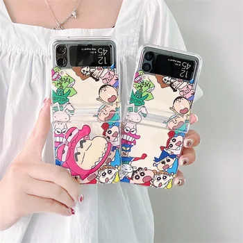 Cartoon Menino Telefone Stand Case para Samsung Galaxy Z Flip 5 4 3 Protetora Capa para ZFlip3 ZFlip4 ZFlip5 Caso Shell