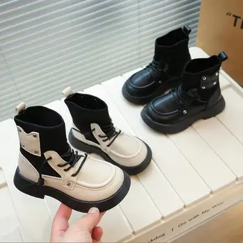 Novo Estilo Coreano Elegantes Botas De Neve De Meninas Botas Curtas Clássico Exclusivo Para Crianças Versátil, Botas De Couro De Moda Infantil Sapatos De Desporto