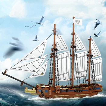 2023 Cidade Criatividade Medieval Navios De Guerra Navio Pirata Modelo De Construção De Blocos, Tijolos De Brinquedos Para O Presente