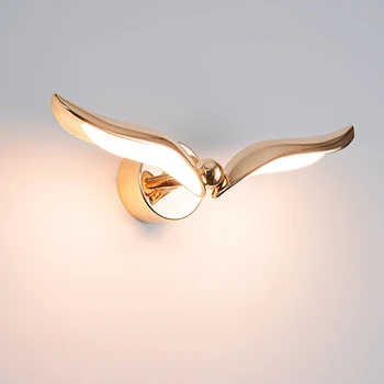 Design moderno Pássaro Lâmpada de Parede Criativo Gaivota Forma da Parede do DIODO emissor de Luz de Ouro Candeeiro de Iluminação interna de Cabeceira Decoração de Sala de estar