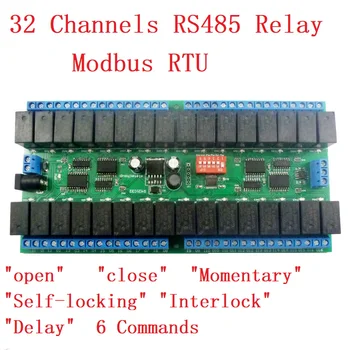 32CH DC12V RS485 Modbus RTU Ônibus Relé Módulo UART Serial Porta Controle Remoto da Placa do Interruptor Para o LED do Motor PLC Casa Inteligente