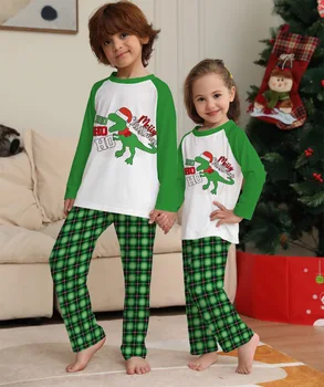 Crianças de Pijama Conjunto Verde Manta de Algodão de Criança de Pijama Cartoon Homewear Roupas de Natal, Papai Noel filho Bebê Roupas