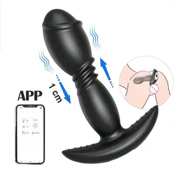 Plug Anal Massageador de Próstata para o Homem de Controle de APLICATIVO Anal com Vibrador 10 Vibração 7 Empurrando Butt Plugs para a Mulher o Sexo Brinquedos, Vibradores