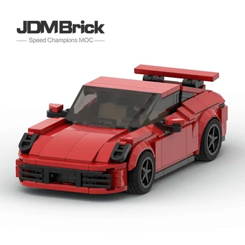 MOC Artesanal DIY Bloco de Construção Assembleia 911 Turbo Velocidade de 8 células Menino Inspirado Brinquedo de Carro de Corrida