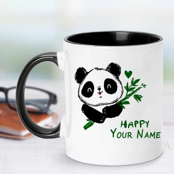 Panda bonito e Personalizado Nome 11oz de Cerâmica Crianças de Aniversário de Menina de Presente uma Caneca de Café de Leite de Copo