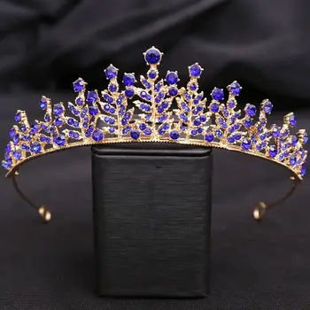 DIEZI Barroco Noiva Coroa de Cristal Festa de Casamento de Luxo Princesa Rainha de Strass Pequeno Tiaras de Cabelo de Meninas Acessórios Jóias