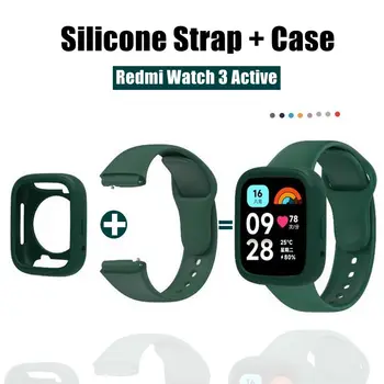 Pulseira de Silicone + Case para Xiaomi Redmi Assistir 3 Ativo Pulseira de TPU Macio Tampa de Protecção Casos em Redmi Watch3 Lite