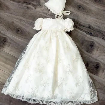 Pequeno Bebê, Menina Branca De Mangas Curtas Lace Tule Vestido Infantil, Vestido De Crianças Itens De Batismo De Batismo Vestidos De Recém-Nascidos Vestido De Beleza