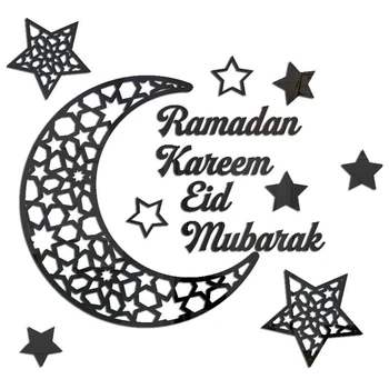 Ramadan Karim Adesivos de Decoração de Parede Eid Mubarak para a Decoração Home Sinal Quarto Sala da Frente Crescente Cristais de Arte C