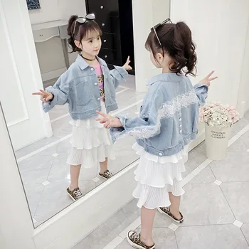 2023 coreano Primavera, Outono Filhos Menina Curto cardigan casaco superior Elementar Menina sobretudo Loungewear Moletom roupas de menina
