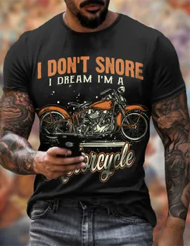 O verão Europeu E Americano Rua Impressão 3d Motorcycle Top Casual Solta Moda Homens T-shirt de grandes dimensões Pulôver de Roupas Unissex