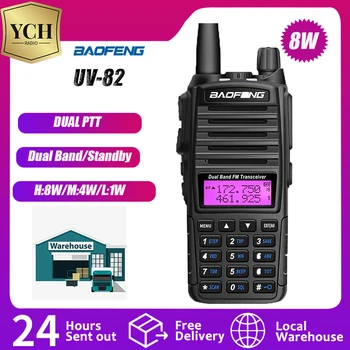 Baofeng UV 82 Walkie Talkie 8W/5W de Potência de Alta FM VHF UHF Duas vias de Rádio Amador Portátil Presunto de Rádio CB Caça Scanner Transmiter