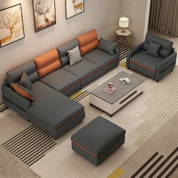 Home sofá da sala Nórdicos simples, forma moderna da luz de luxo de não-lavagem de tecnologia pano de linha reta