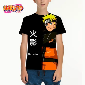 Naruto T-shirt do Rapaz Cartoon Impressão Menino Menina Kakashi Manga Curta T-shirt de Crianças T-Shirt 3D Cartoon Crianças Tops