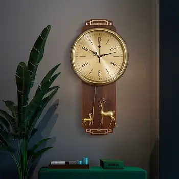 Estilo Chinês novo relógio de parede relógio de casa simples, de moda, de estilo Chinês, criativo Nórdicos atmosfera pendurado na parede de luz relógio de luxo