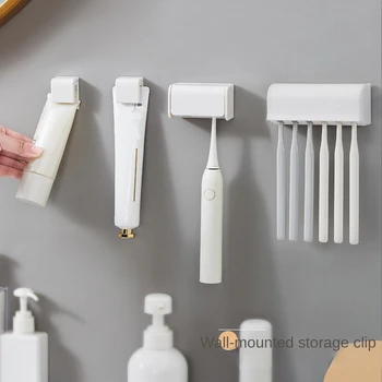 Soco-free montado na Parede Suporte da Escova de dentes pasta de dentes Titular de pasta de dente da Cremalheira do Armazenamento da Banheira Prateleiras, Acessórios para Banheiro