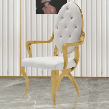 de Aço Inoxidável luxuoso Cadeiras de Jantar Modernas Mobiliário Simples Encosto da Poltrona para a Cozinha Criativa Casual Cadeira de Sala de Jantar Z