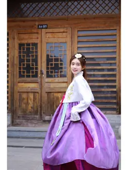 Hanbok para as Mulheres coreano Tradicional Traje Minoria Palácio de Desempenho Tribunal Roupas Flor de Ano Novo Festa de Casamento Vestido de Dança
