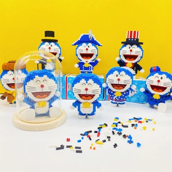 Anime Doraemon periférica micro partículas de montagem de blocos de construção Dorami Doraemon modelo masculino e feminino brinquedo quebra-cabeça de presente de aniversário